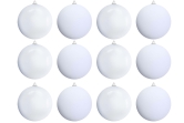 20cm White Bauble Set Shiny/Matt (12 pc)