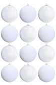 20cm White Bauble Set Shiny/Matt (12 pc)