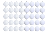 10cm White Bauble Set Shiny/Matt (40 pc)