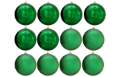 20cm Green Bauble Set Shiny/Matt (12 pc)