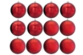 20cm Red Bauble Set Shiny/Matt (12 pc)