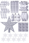 The 196pc White & Silver Full Heavy Coverage Bauble Set (7ft trees)