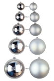 25cm Silver Bauble Set Shiny/Matt (4 pc)