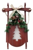 Battery-Operated 55cm Red Decorative Wooden Sled - Tree Design