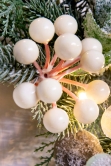 50cm Pre-lit Frosted Decorated PE Pine Wreath with White Berries