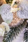 50cm Pre-lit Frosted Decorated PE Pine Wreath with White Berries