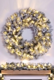 Pre-lit Flocked Extra Wide Arbor Vitae Wreath (60cm - 150cm)