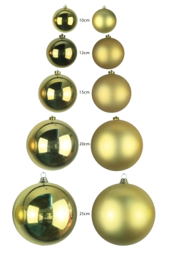Bulk Gold Bauble Sets Shiny/Matte 10cm-25cm (Indoor/Outdoor use)