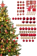 The 128pc Red & Gold Full Heavy Coverage Bauble Set (6ft trees)