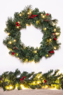 The Pre-lit 60cm Majestic Dew Pine Wreath