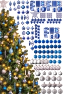 The 212pc Blue & Silver Full Heavy Coverage Bauble Set (8ft trees)